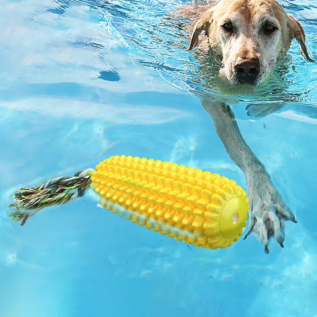 Squeaky Corn Dog Toy – Durable Elastic Chew Toy for Teeth Cleaning & IQ Training