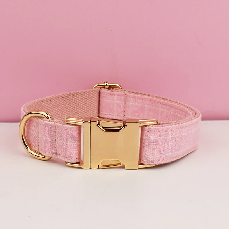 Personalized Plaid Dog Collar Leash Set