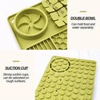 Silicone Dual Slow Feeder Bowl – Anti-Slip Suction Cup Pet Feeding Mat