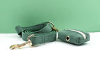 Dark Green Corduroy Personalized Dog Collar, Leash & Harness Set