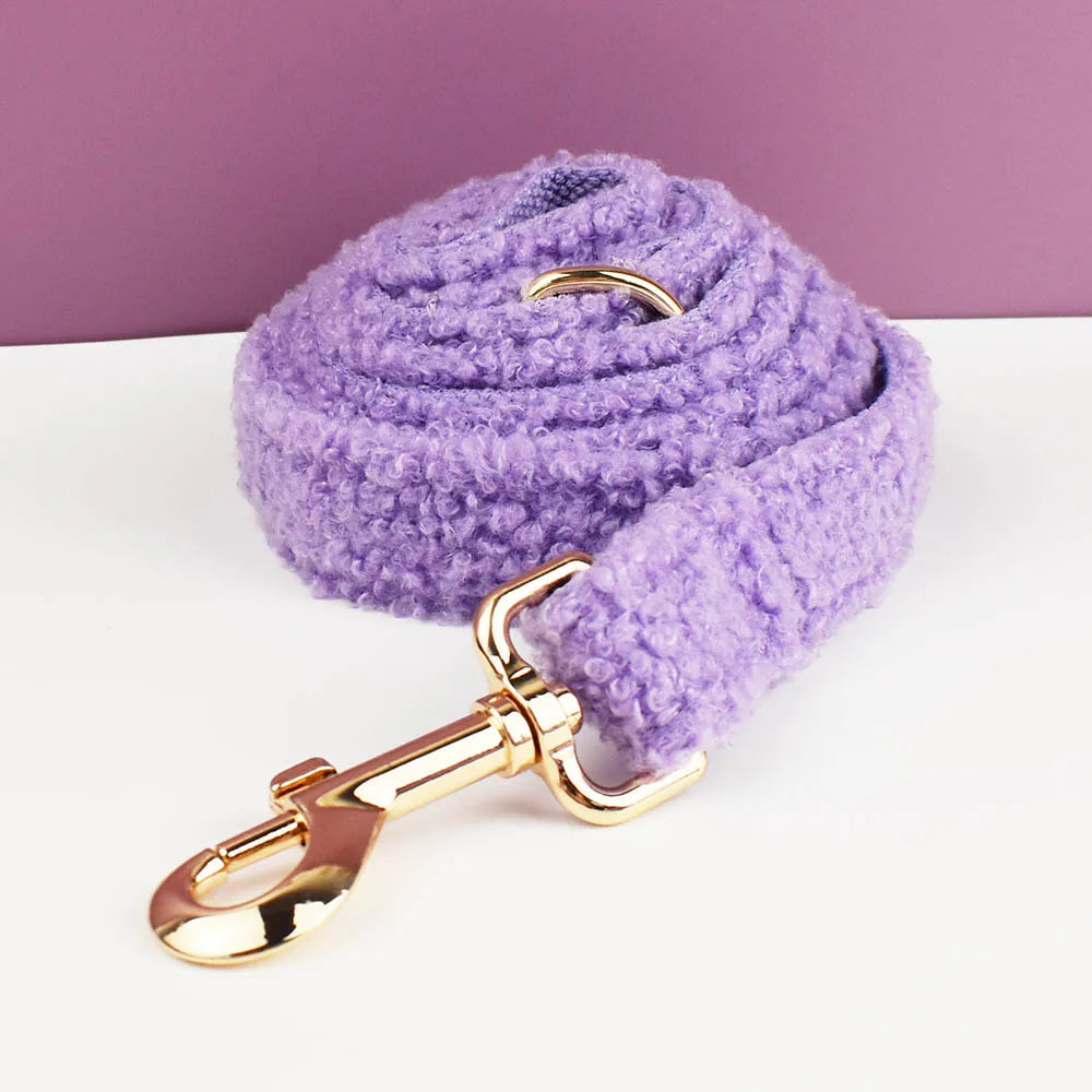 Teddy Velvet Personalized Dog Collar, Leash & Harness Set