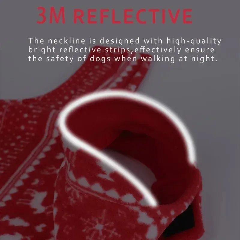 Reversible Christmas Dog Jacket – Double-Layer Fleece Winter Coat for Small, Medium & Large Dogs