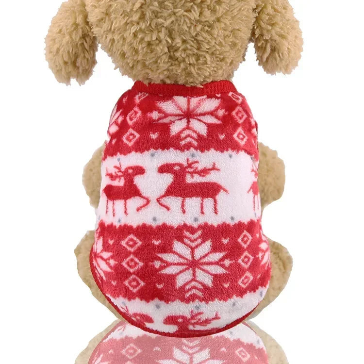 Christmas Dog Hoodie – Warm Winter Pet Costume with Santa & Elk Design