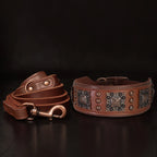 Real Leather Dog Collar & Leash Set – Durable Padded Luxury Design for Medium & Large Dogs