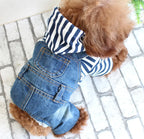 Denim Dog Jumpsuit – Classic Blue Jean Hoodie for Small & Medium Dogs