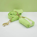 Apple Fruit Green Corduroy Personalized Dog Collar, Leash & Harness Set