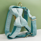 Green Velvet Personalized Dog Collar, Leash & Harness Set