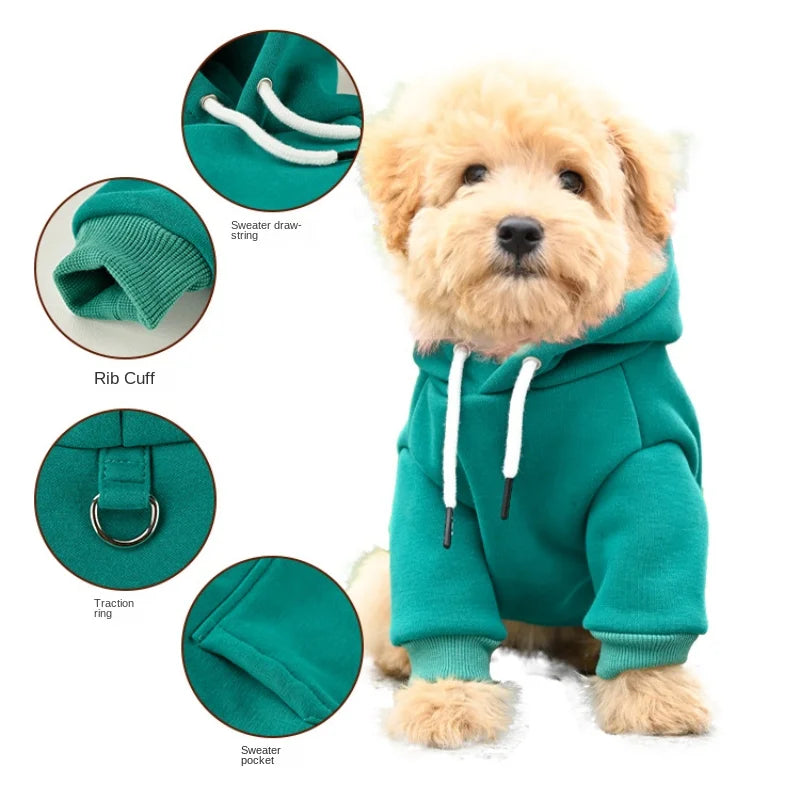 Cotton Fleece Dog Hoodie – Warm Sweatshirt for Small & Medium Dogs