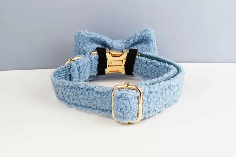 Teddy Velvet Personalized Dog Collar, Leash & Harness Set