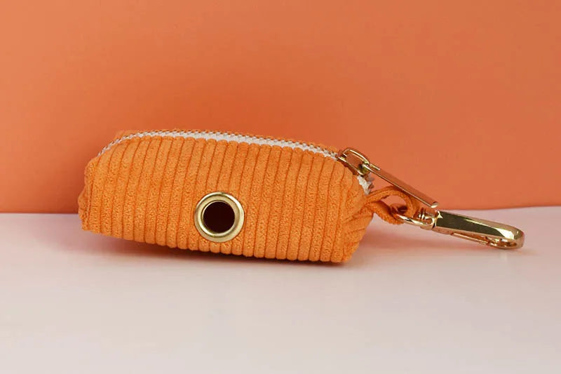 Orange Corduroy Personalized Dog Collar, Leash & Harness Set