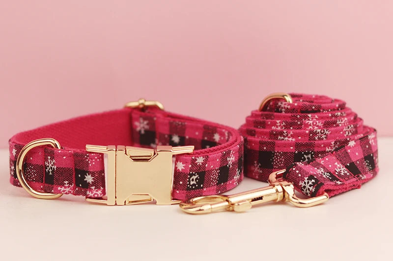 Christmas Personalized Dog Collar, Leash & Harness Set