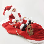 Santa Claus Riding Dog Costume – Funny Christmas Outfit for Small, Medium & Large Dogs