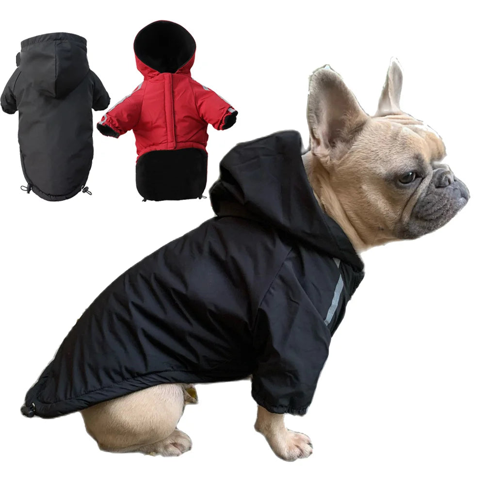Waterproof Winter Dog Coat with Hood – Warm Reflective Jacket for Small Dogs