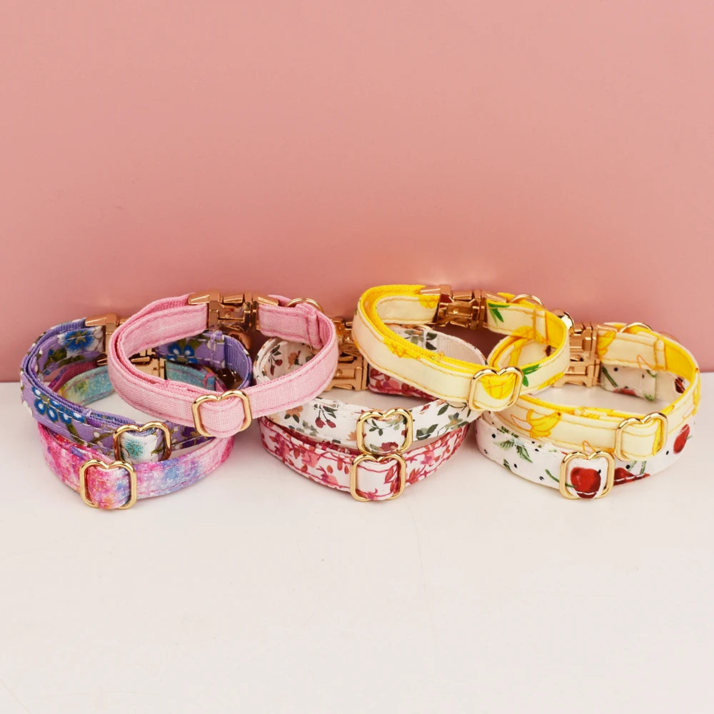 Corduroy Cat Collar Bowknot Adjustable Safety Personalized pet collar Customized Name Soft