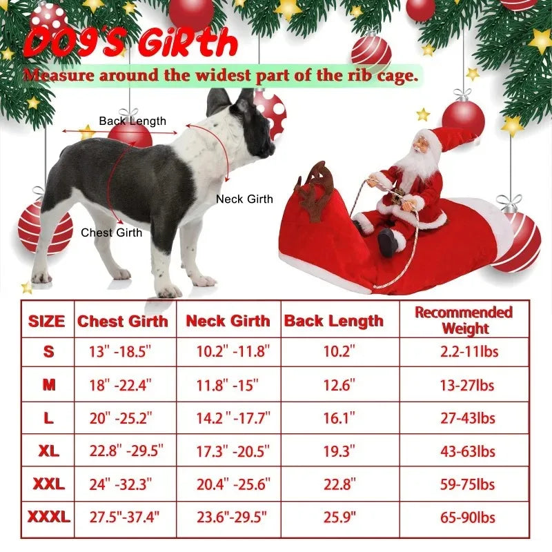 Santa Claus Riding Dog Costume – Funny Christmas Outfit for Small, Medium & Large Dogs