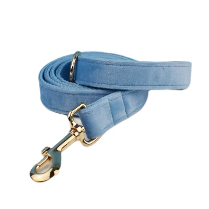 Blue Velvet Personalized Dog Collar, Leash & Harness Set