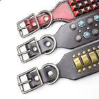 Genuine Leather Dog Collar – 2-Inch Wide Luxury Spike & Diamond Design for Medium & Large Dogs