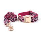 DDPaws  Collar + Leash / XS Pink Leopard Velvet Set