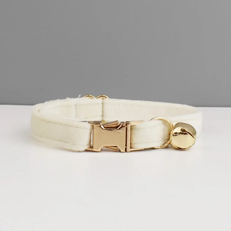 Velvet Cat Collar Luxury Cat Collar Personalized with Name Plate Bell Bow tie