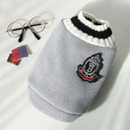 Winter Knit Dog Sweater – College Style V-Neck Warm Pet Vest for Small Dogs