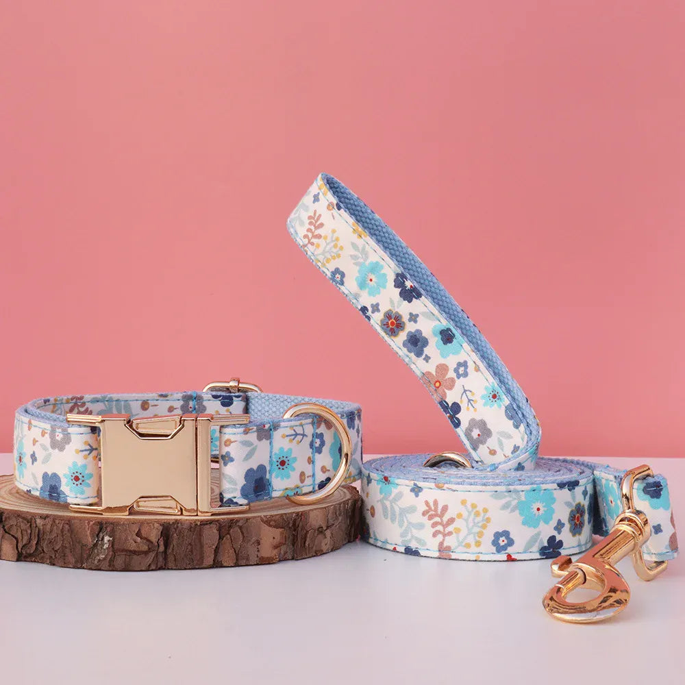 Floral Print Collar Leash Set