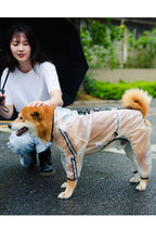 Transparent Hooded Dog Raincoat – Full-Body Waterproof PU Jacket for All Breeds