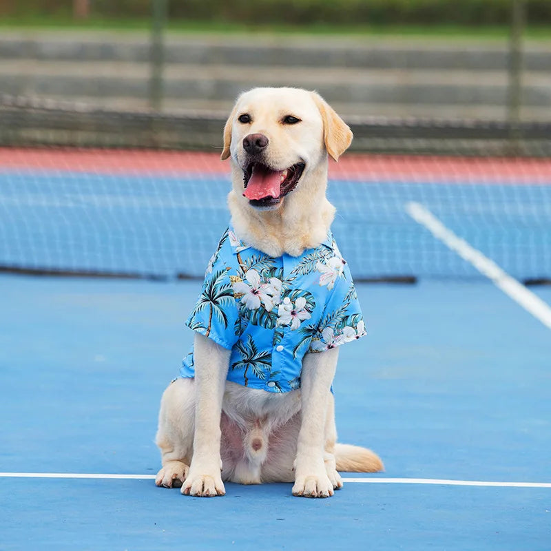 Hawaiian Beach Dog T-Shirt – Lightweight Summer Outfit for Small Dogs & Cats