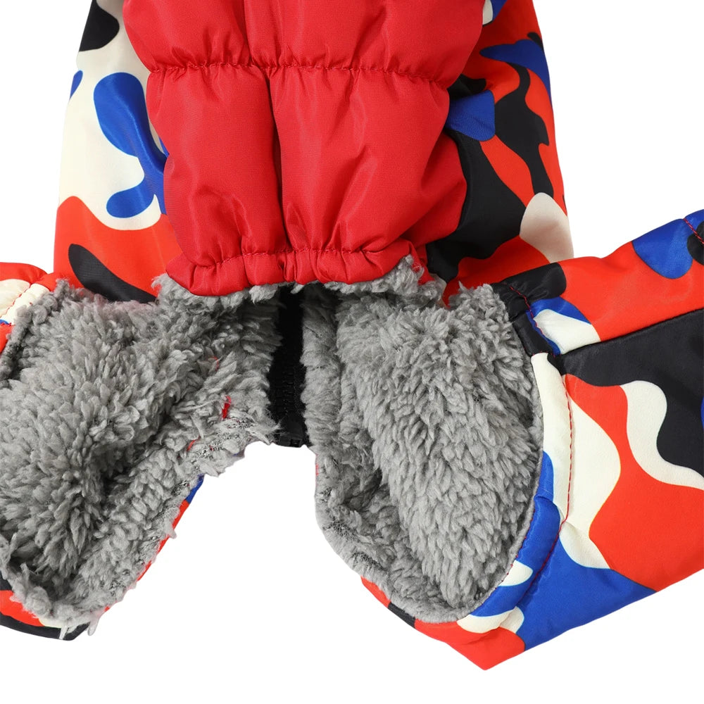 Camouflage Winter Dog Jumpsuit – Thick, Windproof & Waterproof Overalls with D-Ring