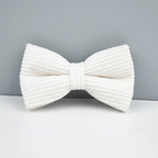 White Corduroy Personalized Dog Collar, Leash & Harness Set