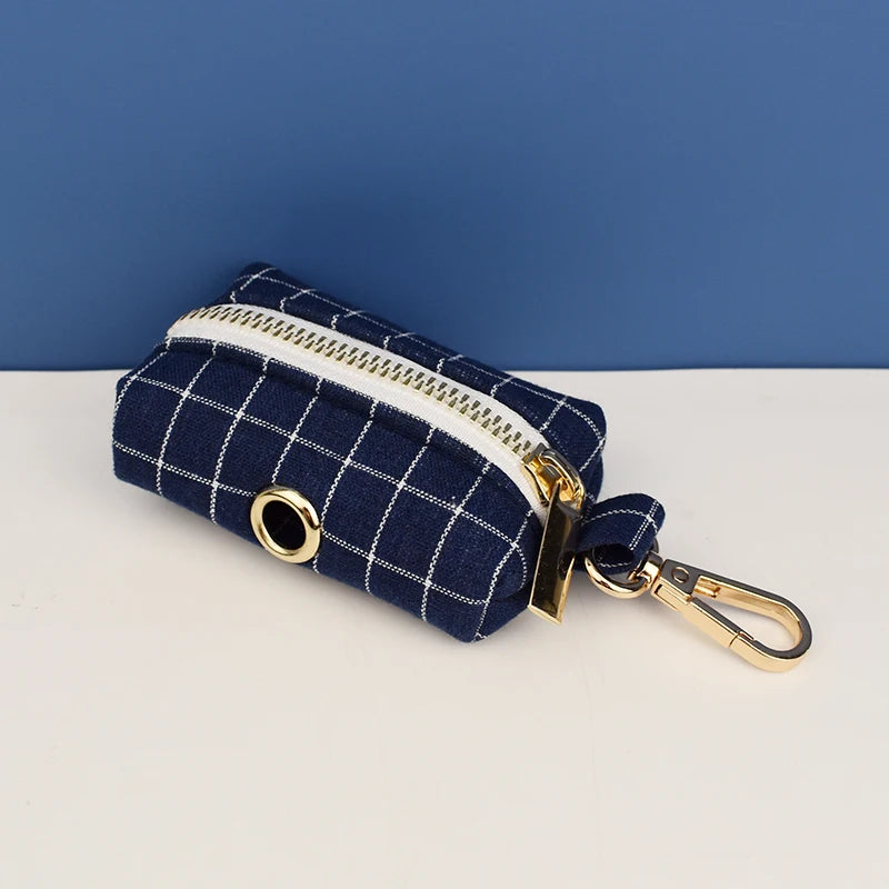 Grid Dark Blue Personalized Dog Collar, Leash & Harness Set