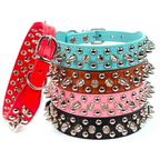 PU Leather Spiked Dog Collar – Adjustable Punk Style Neck Strap for Small Dogs & Cats