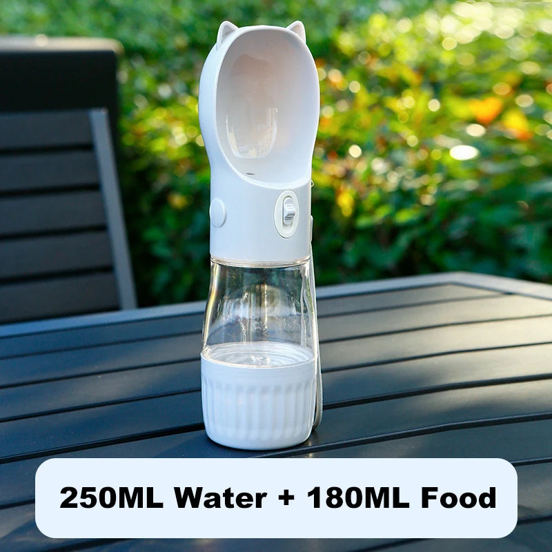 Portable Dog Water Bottle with Food Cup – Outdoor Travel Feeder for Pets