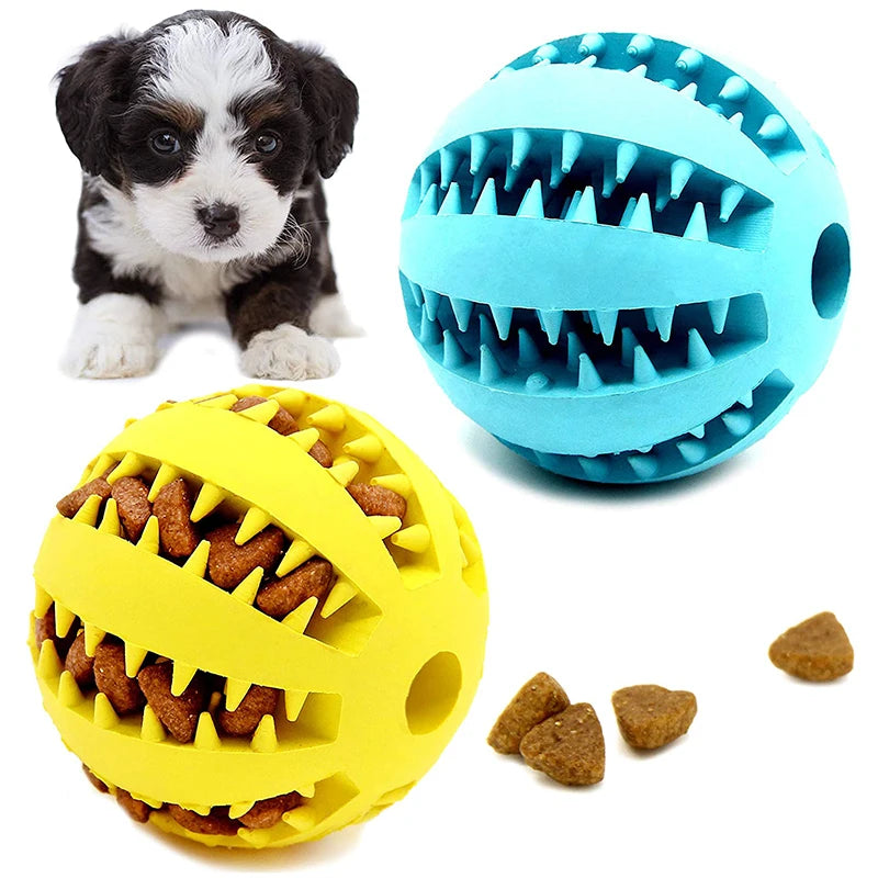 Rubber Dog Ball Toy – Interactive Chew & Food Dispensing Ball for Small Dogs