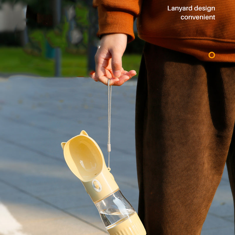 Portable Dog Water Bottle with Food Cup – Outdoor Travel Feeder for Pets