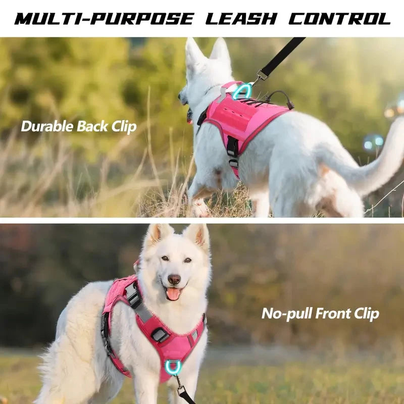 Adjustable Tactical Dog Harness – No-Pull Reflective Military Vest for Large Dogs