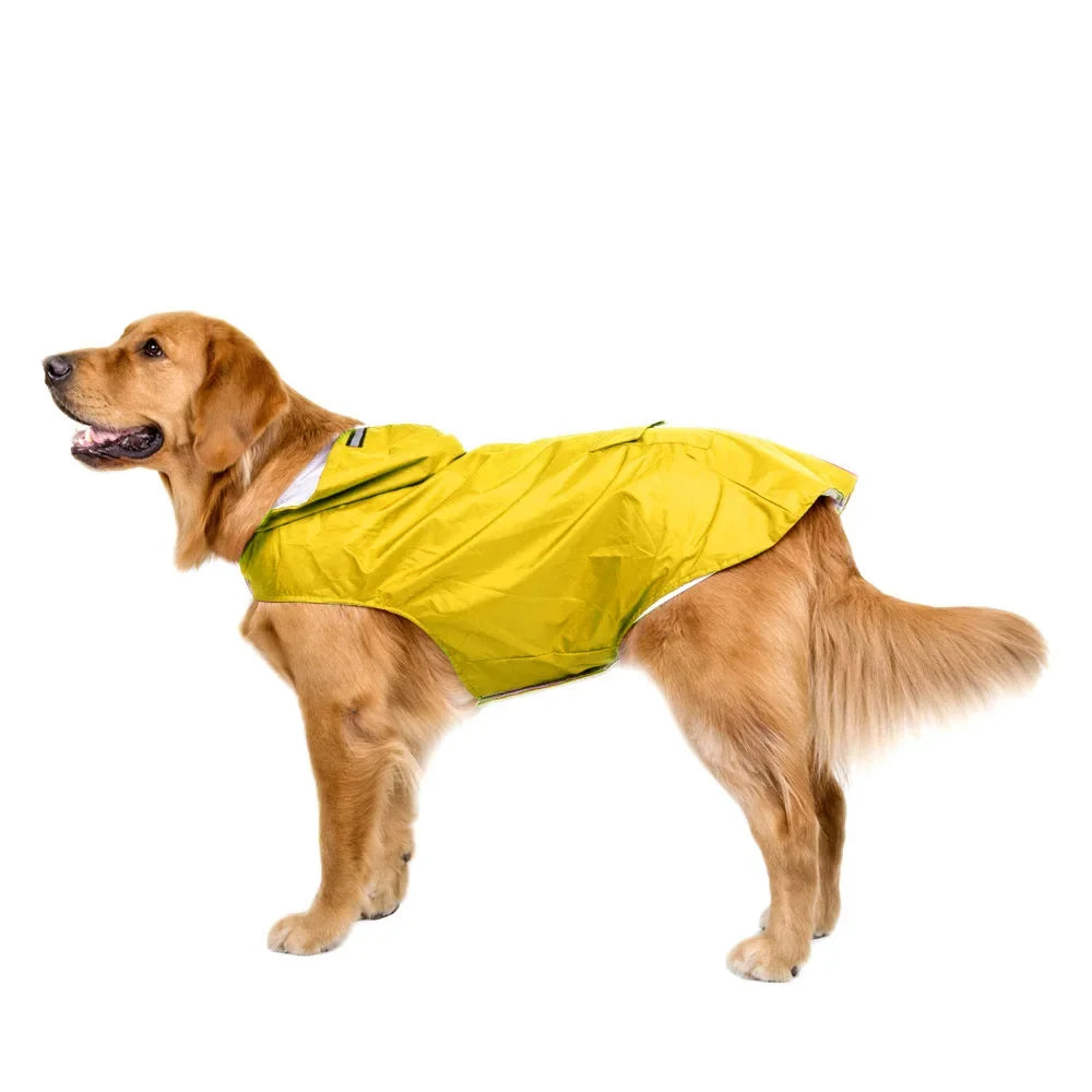 Waterproof Dog Raincoat with Reflective Stripe – Lightweight Hooded Poncho for All Seasons