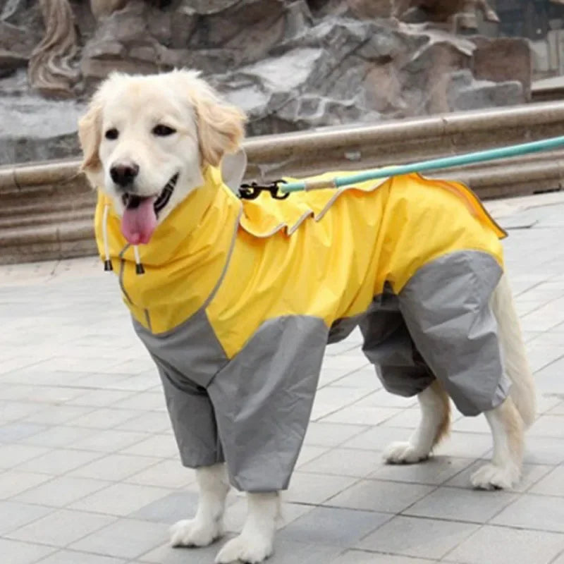 Waterproof Dog Raincoat – PU Hooded Rain Jumpsuit for Small to Large Dogs