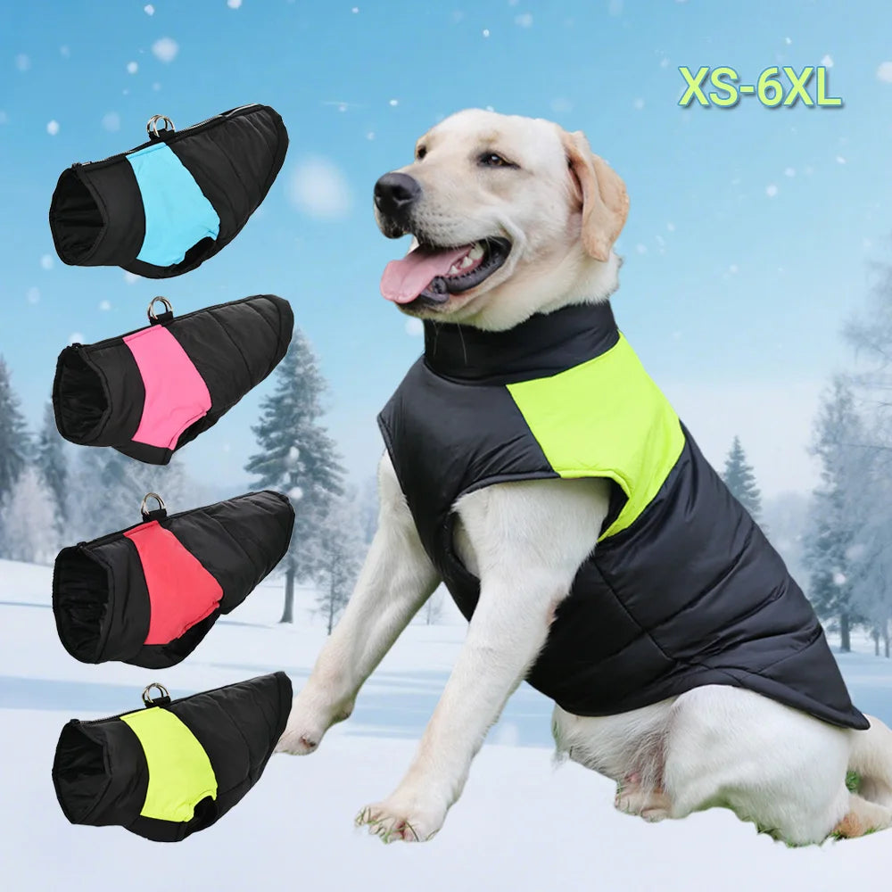 Waterproof Winter Dog Jacket with D-Ring – Windproof Warm Coat for Small to Large Dogs