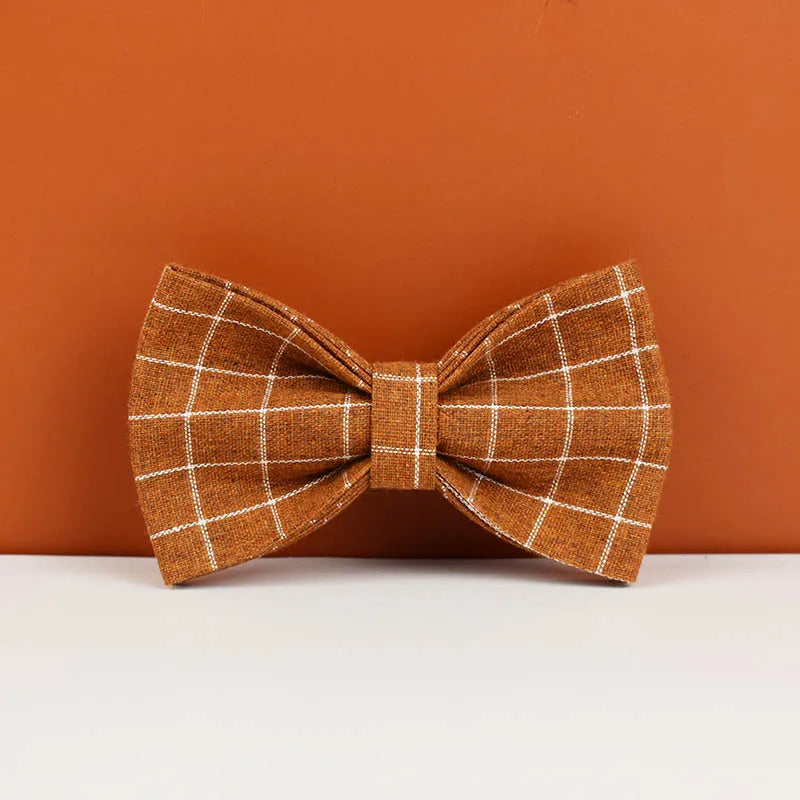 Brown Grid Personalized Dog Collar, Leash & Harness Set