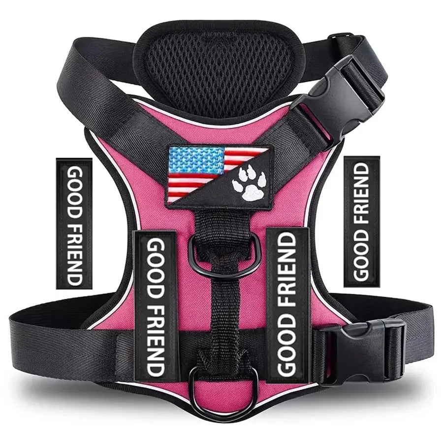Reflective Dog Harness – Adjustable Soft Oxford Vest with 5 Removable Patches