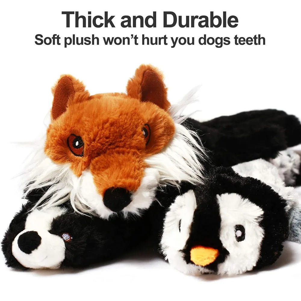 Funny Stuffing-Free Squeaky Dog Toy – Durable Plush Crinkle Animal Toy