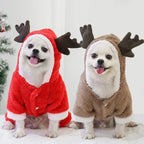 Christmas Dog Hoodie – Warm Winter Pet Costume with Santa & Elk Design
