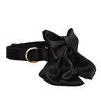Black Satin Wedding Dog Collar Leash and Harness Set