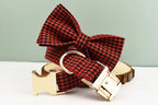 Personalized Plaid Dog Collar Leash Set