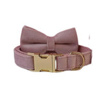 Pale Pink Velvet Dog Collar Leash and Harness Set