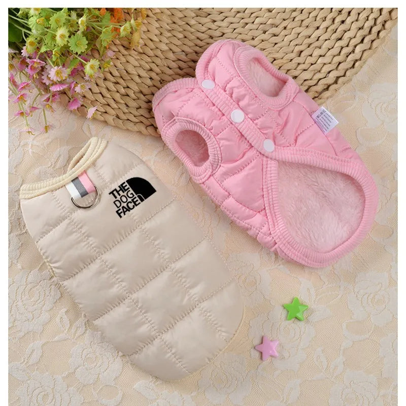 Designer Dog Face Jacket – Trendy Winter Coat for Small & Medium Dogs