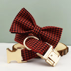 Personalized Plaid Dog Collar Leash Set