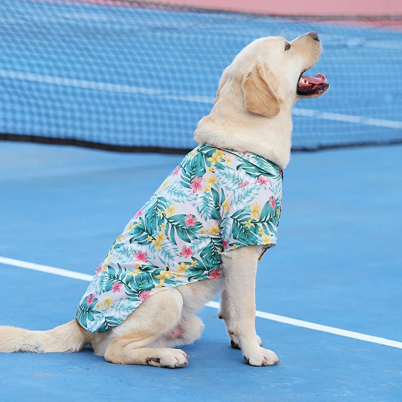 Hawaiian Beach Dog T-Shirt – Lightweight Summer Outfit for Small Dogs & Cats