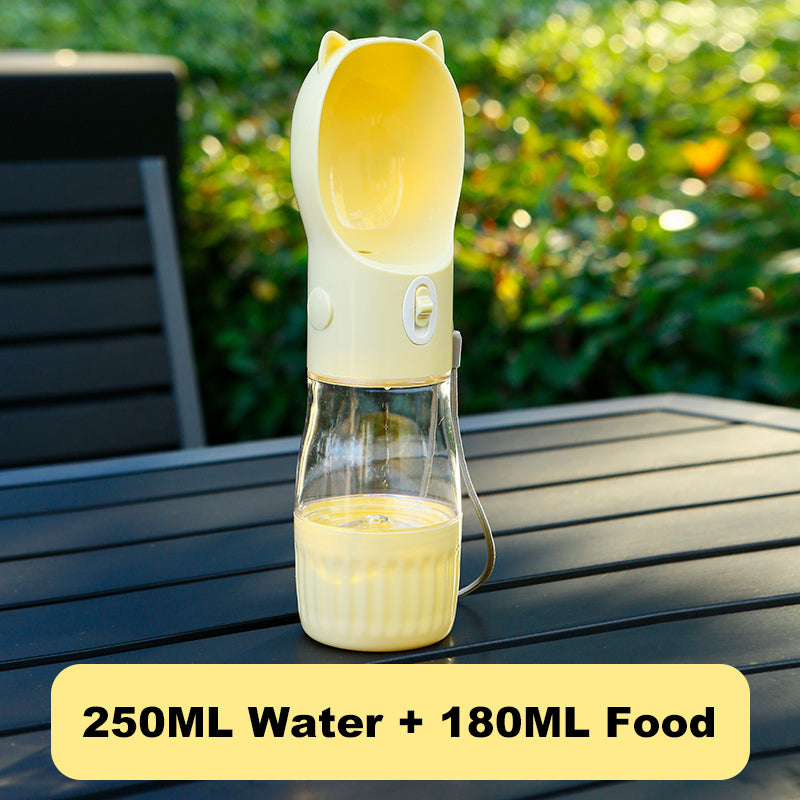 Portable Dog Water Bottle with Food Cup – Outdoor Travel Feeder for Pets