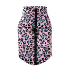 Leopard Print Winter Dog Jacket – Warm, Windproof & Stylish with D-Ring Design